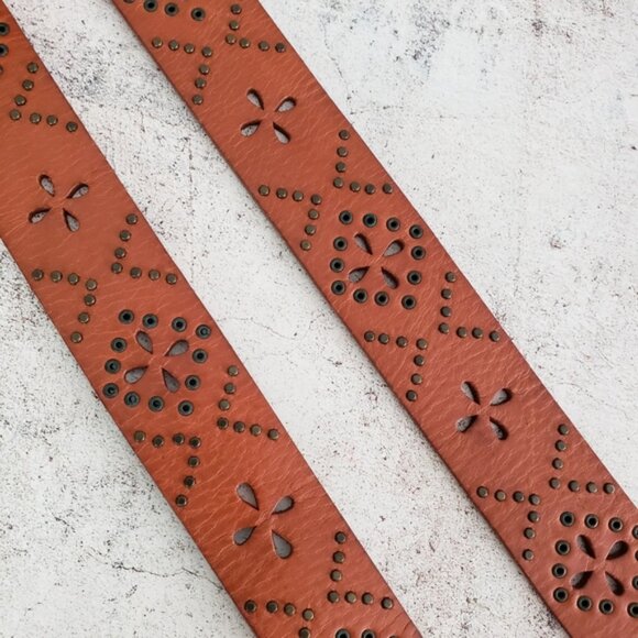 Fossil Genuine Leather Bohemian Laser Cutout Studded Belt size L - Picture 8 of 10